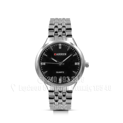 Carren Silver Black Dial Sticks Markers 40mm 2130