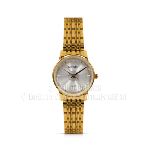 Longbo Lady's Rose Gold Silver Dial Stikcs Markers Watch 28mm JUBILEE 2107